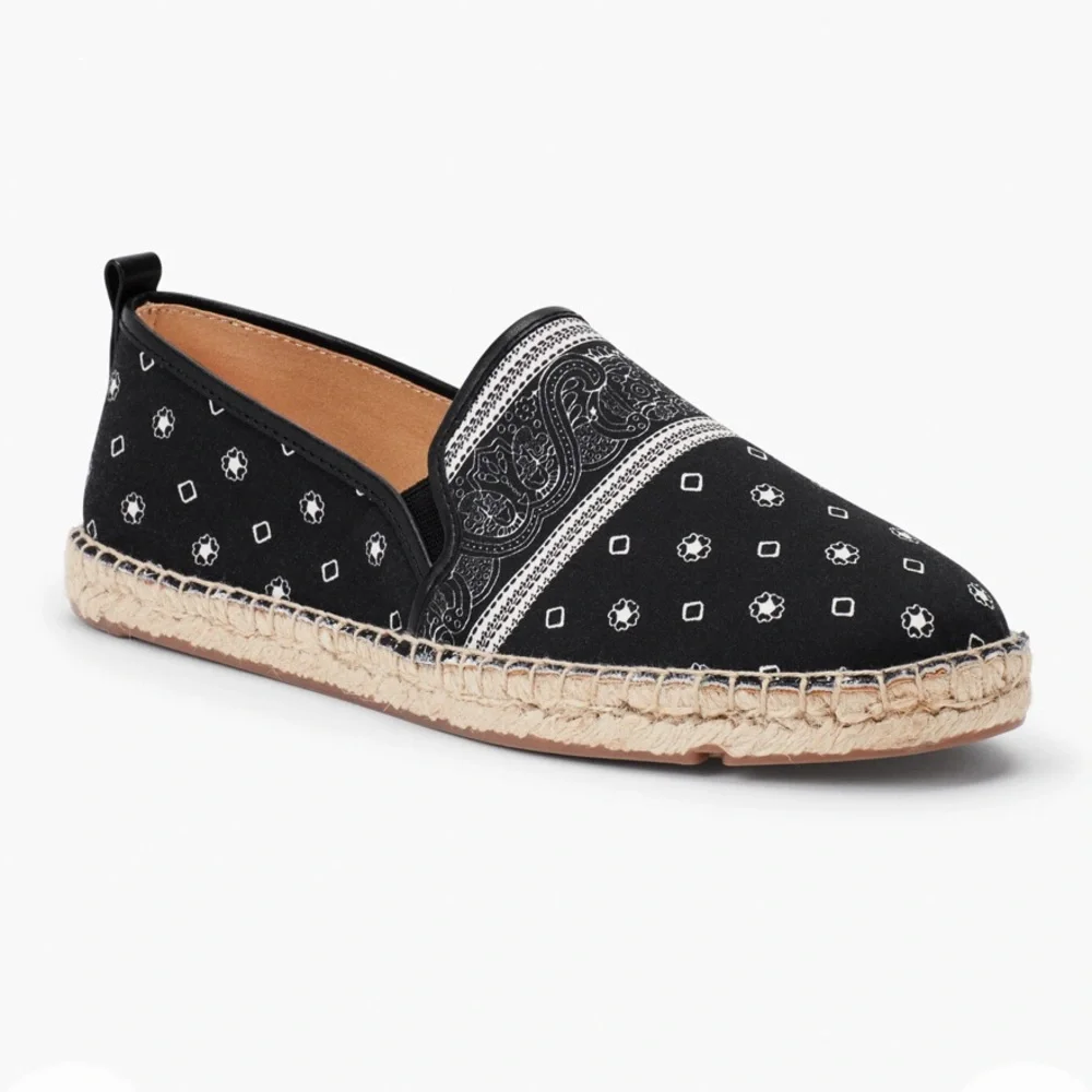 Talbots Izzy Sateen Black‎ Bandana Festival Espadrilles Sz. 6.5